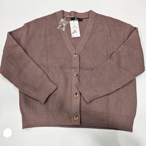 Women's Mauve Button-Up Sweater